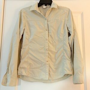 REI Women’s Tan Sahara Long-Sleeve Solid Button-Down Shirt